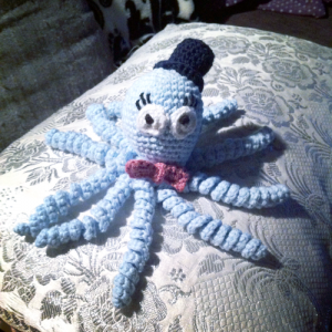 Blå bläckfisk med hatt